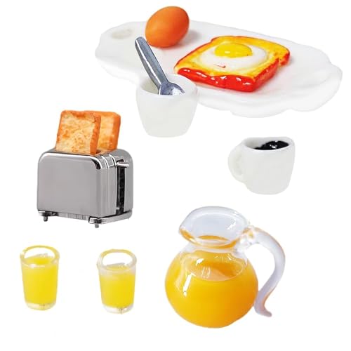 Puppenhaus, Miniatur-Zubehör, Mini-Frühstücks-Set, Mini-Toaster-Maschine von Raykce