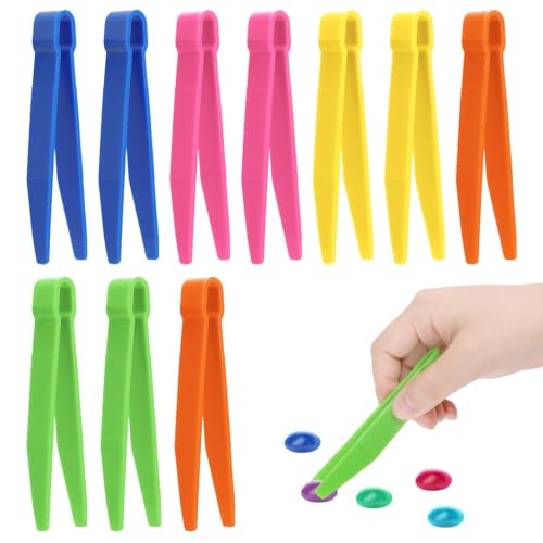 Raykce 10 Teiliges Kinder Pinzetten Set, Kinder Pinzette - Pinzette Kinder Montessori Buntes Leichte Kunststoff Pinzetten Bügelperlen Pinzette, für Feinmotorik und Sensorische Fähigkeiten von Raykce