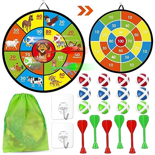 Rayong Dartscheibe Kinder 72cm Outdoor Wurfspiel Kinder Doppelseitiges Dartscheibe Kinder Brettspiele Toy Montessori Spielzeug Dart Board für Junge Mädchen Spielzeug Draußen von Rayong