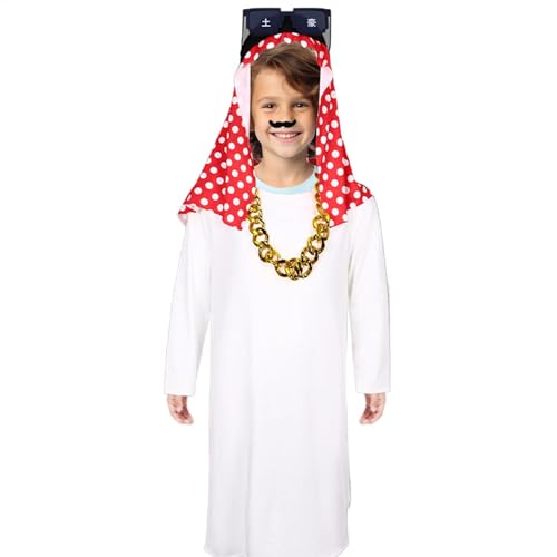 Raypontia Arabisches Kostüm für Männer, Sheik Kostüm - Halloween Carnival Arabian Prince Cosplay Robe | Naher Osten arabischer Saudi -Saudi -Sheikh Rollenspiel Kostüm Halloween Cosplay -Kleidung für von Raypontia