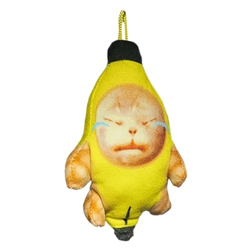 Raypontia Bananenkatzenspielzeug, Bananenkatzenplüsch - Bananenkatze Stofftier | Trauriges Bananenkatzen-Kuscheltier, niedliche Geräusch erzeugende Katzen-Plüschkissenpuppe von Raypontia