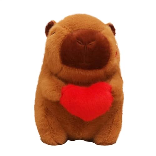 Raypontia Valentine Gefülltes Capybara, Capybara Stofftier - Süße Capybara-Plüschpuppe mit Herz - 20 cm großes Cartoon-Capybara-Plüschtier, weiches und Bezauberndes Romantisches Plüschpuppenspielzeug von Raypontia