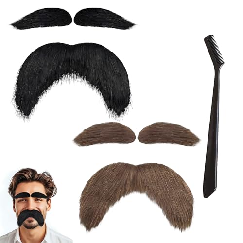 Schnurrbart Zum Ankleben 2 Satz Interessant Bart Zum Ankleben Schnurrbart Selbstklebend Klebebart Klebe Schnurrbart Kommt mit 1 Augenbrauenkamm Passend für Karneval Geburtstag Und Party Usw Schnurrbart Zum Ankleben 2 Satz Interessant Bart Zum Ankleben Schnurrbart Selbstklebend Klebebart Klebe Schnurrbart Kommt mit 1 Augenbrauenkamm Passend für Karneval Geburtstag Und Party Usw von Rbleote