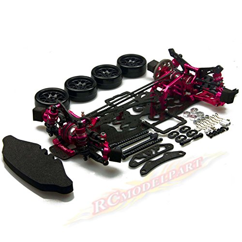 Rcmodelpart 1/10 Legierung & Carbon RWD Drift Racing Car Rahmen Karosserie Kit für Sakura D4 von Rcmodelpart