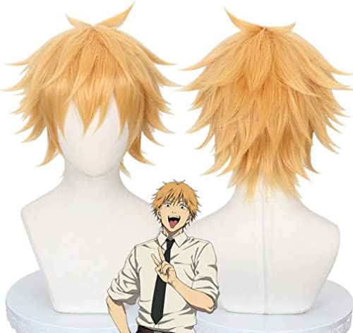 Anime Kettensäge Mann Cosplay Perücken für Denji Perücke Blonde Herren Kurzhaar perücken für Halloween Party Kostüm Karneval Perücke Mütze von Rcrllya