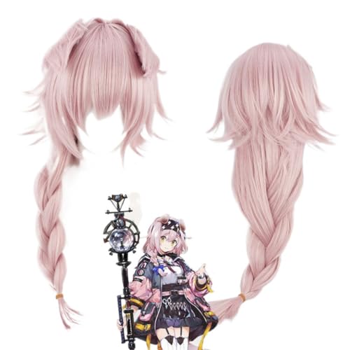 Rcrllya Anime Arknights Golden Glow Cosplay Perücke Rosa Lang gebratener Teig verdreht Haar Synthetisches Halloween Kostüm Cosplay Party Gratis mütze von Rcrllya