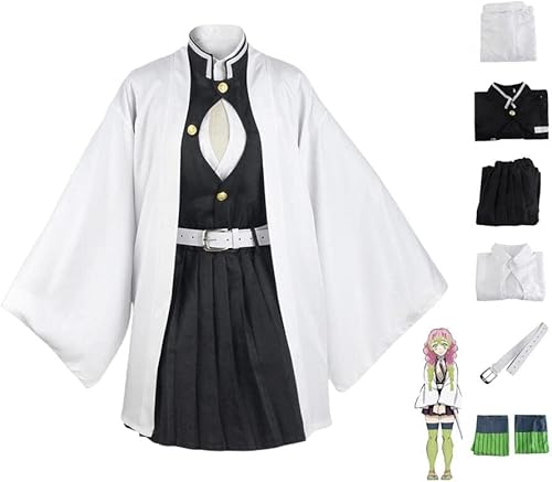 Rcrllya Anime Cosplay Dämon Slayer Kostüm für Kanroji Mitsuri Outfit Halloween Party Kimono Maid Kleid Uniform (Mitsuri,XL) von Rcrllya