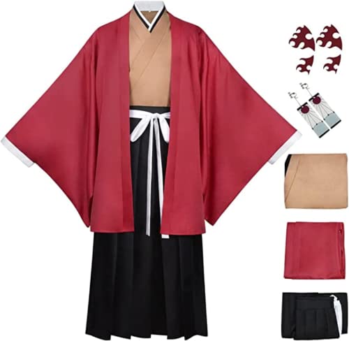 Rcrllya Anime Dämonen-Jägerin Tsugikuni Yoriichi Cosplay Kostüm Kimetsu ohne Yaiba Yoriichi Tsugikuni Cosplay Kostüm Kimono für Männer Damen (XL,Tsugikuni Yoriichi) von Rcrllya