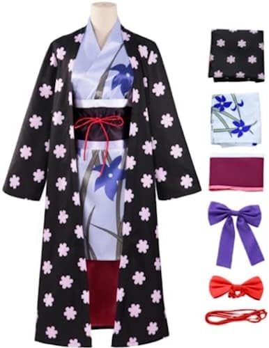 Rcrllya Anime Einteiler Nico Robin Cosplay Kostüm Outfit Rolle Spielen Uniform Umhang Kimono Full Set Halloween Carnival Party Ankleide Anzug (Kostüm,L) von Rcrllya