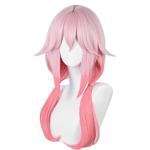 Anime Guilty Crown Yuzuriha Inori Cosplay Perücke 60cm Gradienten Rosa Perücken Silikon Kopfhaut Hitze beständiges Haar Halloween Perücke Kappe von Rcrllya