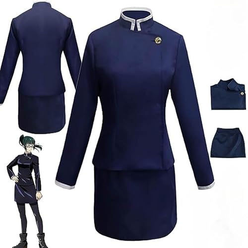 Rcrllya Anime Jujutsu Kaisen Zenin Maki Cosplay Kostüm Outfit Kugisaki Nobara Blaue Uniform Voll Set Halloween Karneval Party Anzug (Kostüm,L) von Rcrllya