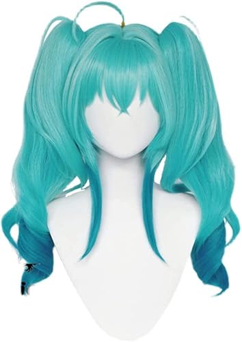 Anime Miku Teufel Cosplay Perücke mit Clip 55cm Lange Pferdeschwanz Miku Kleiner Teufel Spielen Party Halloween Perücke Perücke Kappe von Rcrllya