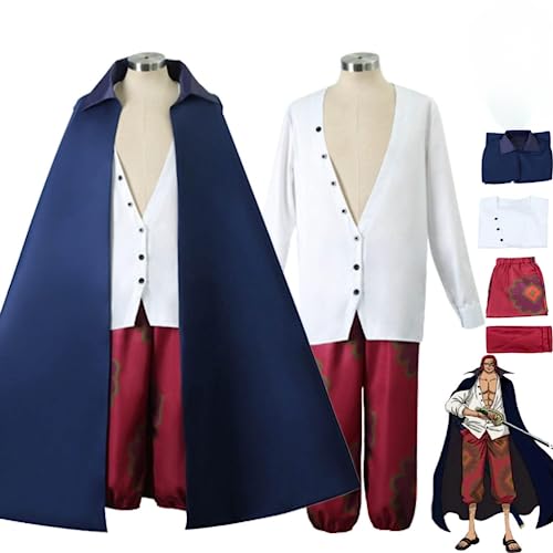 Rcrllya Anime Shanks Cosplay Kostüm Outfit Rot Perücke Ohrringe Kinono Full Set Halloween Party Karneval Uniform Ankleide anzug (Kostüm,S) von Rcrllya