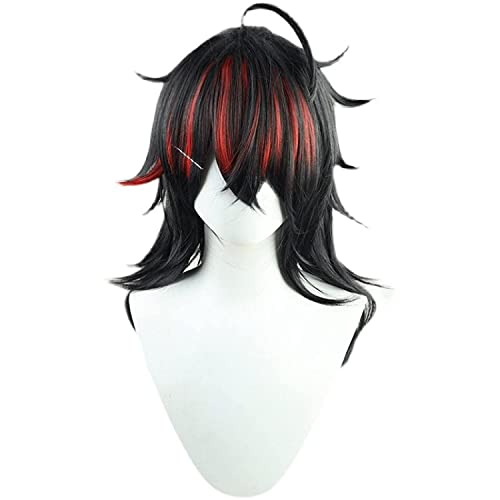 VTuber Vox Akuma Cosplay Perücke NIJISANJI Luxiem Langes schwarzes Haar gemischte rote hitzebeständige Faser Perücke Unisex Erwachsene von Rcrllya