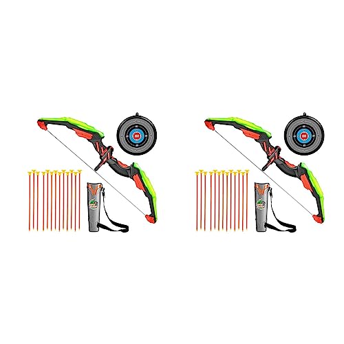 Rdjumpdjo 2Satz Bogen und Bogen Schützen Satz für Kinder - Bogen Schießen Spielzeug Satz - LED Beleuchtung mit 26 Saugen Napf Pfeilen, Ziel Scheibe und Köcher von Rdjumpdjo
