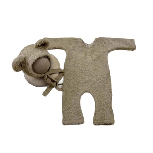 Rdxanc Baby-Kostüm-Set, Bär und Hut, Foto-Kleidung, Foto-Requisiten für Jungen und Mädchen, 0-2 Monate von Rdxanc