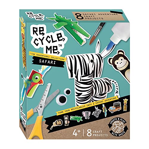 Re-Cycle-Me 3503323, Recycling Bastelset Safari, DIY-Kit für Kinder ab 4 Jahren, Kreativ-Set zum Basteln mit Haushaltsmaterialien von Re Cycle Me