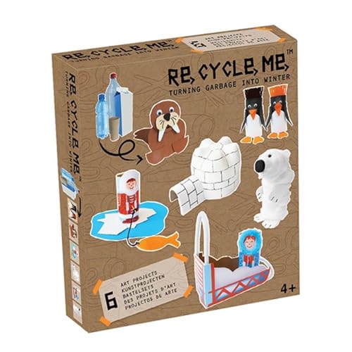 Re Cycle Me DEFG1240 Recycling Bastelspaß Winter Special Edition, Bastelset für 6 Modelle, Kreativset für Kinder ab 4 Jahre, Set zum Basteln mit Haushaltsmaterialien, Recycle Mich, Bastelmix von Re Cycle Me