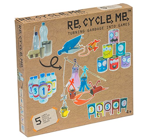 Re Cycle Me DEFG1310 Recycling Bastelspaß Deine eigenen Spiele, Bastelset für 5 Modelle, Kreativset für Kinder ab 4 Jahre, Set zum Basteln mit Haushaltsmaterialien, Recycle mich, Bastelmix von Re Cycle Me