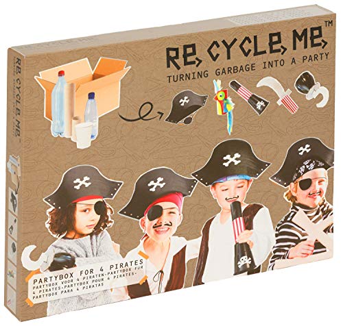 Re Cycle Me DEFG1420 Recycling Bastelspaß Partybox Piraten, Bastelset für 5 Modelle, Kreativset für Kinder ab 4 Jahre, Set zum Basteln mit Haushaltsmaterialien, Recycle Mich, Bastelmix von Re Cycle Me