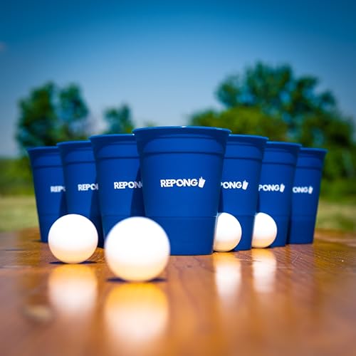 RePong Bierpong Becher, Partybecher, Beerpong, extrem langlebig, spühlmaschinengeeignet und wiederverwendbar aus Hartplasik Cups (Rot/Blau) (22x Rot) (22x Blau) von RePong