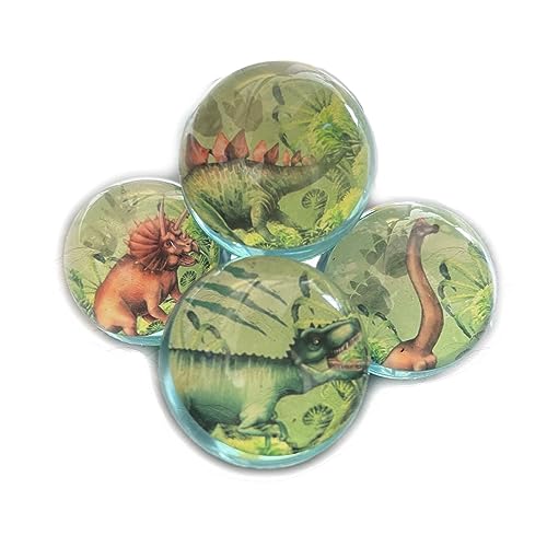 ReWu Springball Flummi Dinosaurier Motiv Dinos Geschenkidee Mitgebsel 4er-Set Kindergeburtstag Schulanfang Spielzeug Kinder Mädchen Jungen Ø 4,5 cm von ReWu