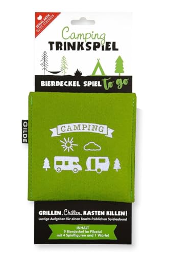 Trinkspiel Camping - Grillen, Chillen, Kasten Killen - Wohnwagenmotiv Spiel Spielspaß Reisespiel Reisen Geschenk Geschenkidee Jungesellenabschied Filz Pappe von ReWu