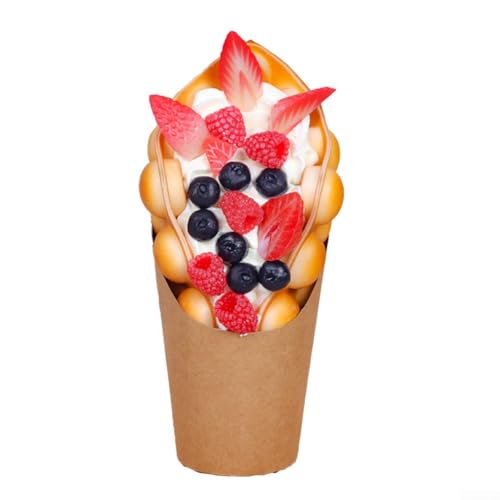 Ei-Waffel-Eiscreme-Modell, simuliertes Ei-Waffelmodell, Eiscreme, Lebensmittel, gefälschte Ei-Waffel-Display, Gourmet für Marktstand, DIY, Handwerk, Laden, Dekoration (Blaubeer-Erdbeere) von ReachMall