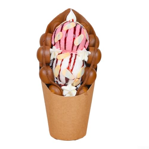 Ei-Waffel-Eiscreme-Modell, simuliertes Ei-Waffelmodell, Eiscreme, Lebensmittel, gefälschte Ei-Waffel-Display, Gourmet für Marktstand, DIY, Handwerk, Laden-Dekoration (Doppelkugel) von ReachMall