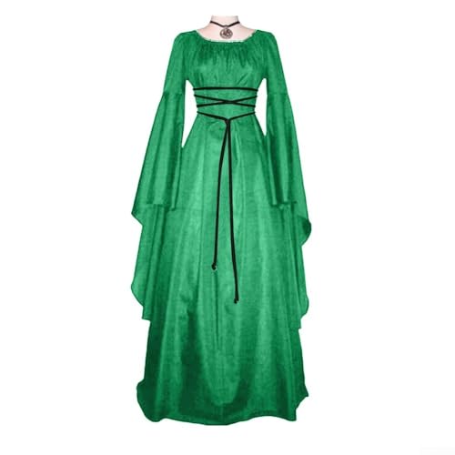 Renaissance Queen Kostüm Kleid für Damen, Gothic-Stil mit langen Ärmeln (L Grün) von ReachMall