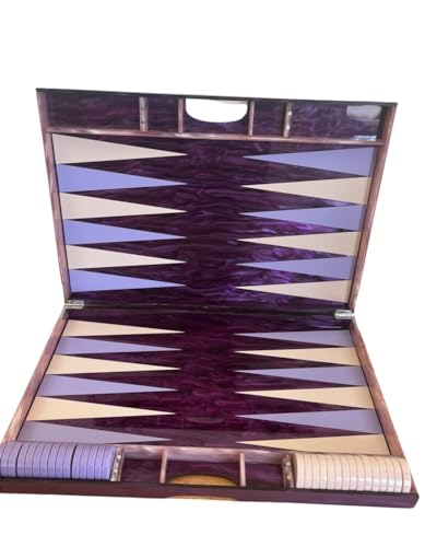 Lucite Acryl-Backgammon-Set, 45,7 cm, großes Premium-Brett und Teile (dunkelvioletter Marmor/Lavendel) von Ready Covers