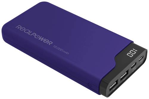 RealPower PB-15000C Powerbank 15000 mAh Li-Ion USB, USB-C® Navy-Blau von RealPower