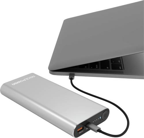 RealPower PB-20000 Powerbank 20000 mAh LiPo Silber von RealPower