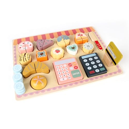 Rebecca Mobili Backset aus Holz, Tablett mit Zubehör, Rollenspiel, Montessorianisches Spielzeug, für Kinder von 3 4 5 Jahren, Geschenkidee für Kinder - Art. KR9017 von Rebecca Mobili