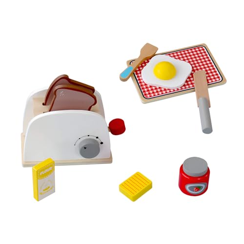 Rebecca Mobili Holz Toaster für Kinder, Frühstück Spielzeug Set, mit Zubehör, Montessori Spiel, Holzspiele, für Kinder 3 4 5 Jahre, Geschenkidee für Kinder - Art. KR9001 von Rebecca Mobili