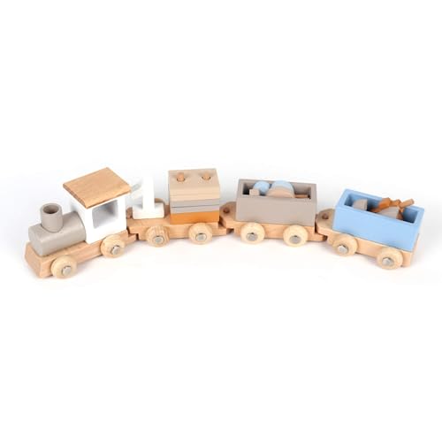 Rebecca Mobili Montessorianischer Zug aus Holz, Zugspiel für Kinder, Montessori-Spielzeug, interaktives Spielzeug, mit Zahlen, für Kinder von 3 4 5 Jahren, Geschenkidee für Kinder - Art. KR9024 von Rebecca Mobili