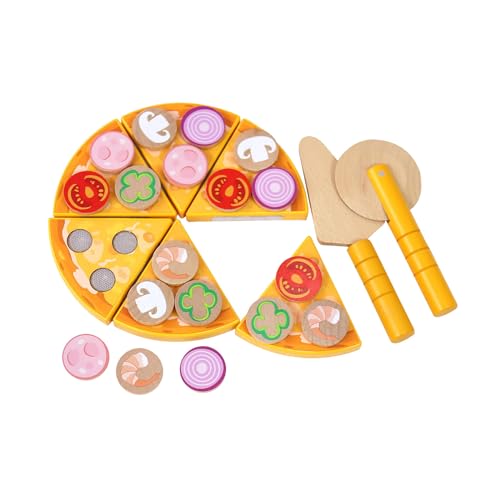 Rebecca Mobili Pizza aus Holz für Kinder, Pizzaspiel mit Zubehör, Montessorianisches Spielzeug, Lernrollenspiel, für Kinder 3 4 5 Jahre, Geschenkidee für Kinder - Art. KR9003 von Rebecca Mobili