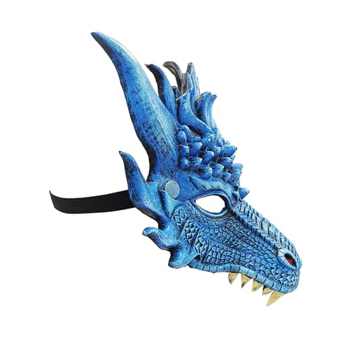 3D Drachenmaske Cosplay Party Maske PU Schaum Halbgesichtsmaske Gruselige Tiermaske Maskerade Halloween Kostüm Zubehör Tier Halbgesichtsmaske Füchse Maske Halloween Cosplay Kostüm Halbgesicht von Rebellious