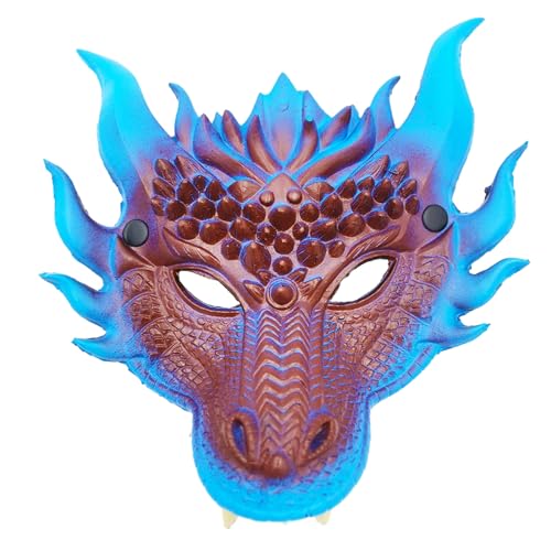 3D Drachenmaske Cosplay Party Maske PU Schaum Halbgesichtsmaske Gruselige Tiermaske Maskerade Halloween Kostüm Zubehör Tier Halbgesichtsmaske Füchse Maske Halloween Cosplay Kostüm Halbgesicht von Rebellious