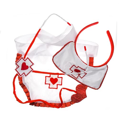 Halloween-Krankenschwester-Cosplay-Set, Krankenschwester-Schürze, Stirnband und Stethoskop-Kits, Krankenschwester-Cosplay-Kostüm für Damen, Halloween-Verkleidung, Krankenschwester-Outfits für Frauen, von Rebellious