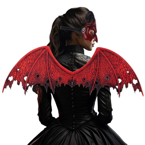 Rebellious Drachenflügel Kostüm Cosplays Flügel Dämonen Maske Halloween Dämonen Kostüm Teufelsflügel mit elastischen Trägern Drachenflügel Kostüm von Rebellious