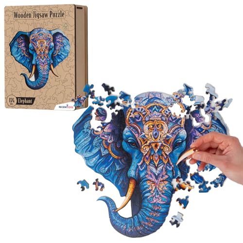 Recent Toys Holzpuzzle Elefant für Erwachsene und Kinder. 174-teiliges Puzzle, große Größe 30 x 29,5 cm, mit einzigartigen geformten Teilen, inklusive Geschenkbox aus Holz und Ständer Recent Toys Holzpuzzle Elefant für Erwachsene und Kinder. 174-teiliges Puzzle, große Größe 30 x 29,5 cm, mit einzigartigen geformten Teilen, inklusive Geschenkbox aus Holz und Ständer von Recent Toys