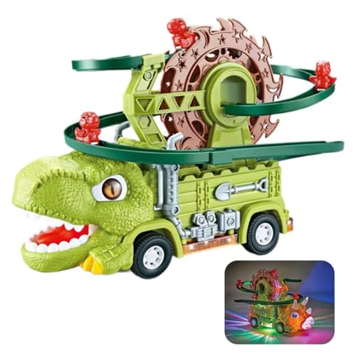 Dinosaurier Kletterrutsche Spielzeug | 2 in 1 Dino Rutsche mit Musik und Lichtern | Automatische Hindernisvermeidung Dino Spielzeugauto | Geschenk für Weihnachten & Neujahr von Recitem