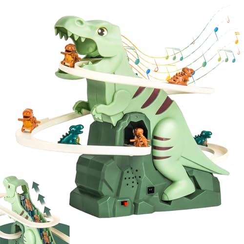 Dinosaurier Kletterspielzeug, Dino-Rutsche, elektrisches Treppensteigerspielzeug, Rennstrecken Spielset, Dinosaurier-Achterbahn-Spielzeug mit Licht und Musik, als Geschenk für Kinder von Recitem