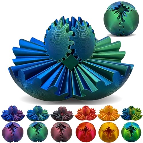 Gear Ball – 3D-Gedruckter Fidget Ball, Anti Stress Spielzeug, Spin Ball, Squeeze Toy, Fidget Spielzeug, Sensory Toys, Geschenke für Kinder ab 6 Jahren (Blaugrün) von Recitem