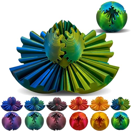 Gear Ball – 3D-Gedruckter Fidget Ball, Anti Stress Spielzeug, Spin Ball, Squeeze Toy, Fidget Spielzeug, Sensory Toys, Geschenke für Kinder ab 6 Jahren (Grün) von Recitem