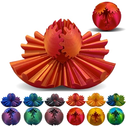 Gear Ball – 3D-Gedruckter Fidget Ball, Anti Stress Spielzeug, Spin Ball, Squeeze Toy, Fidget Spielzeug, Sensory Toys, Geschenke für Kinder ab 6 Jahren (Rot) von Recitem