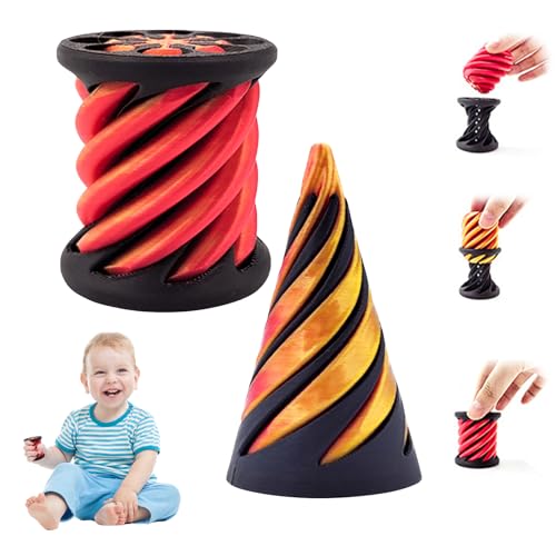 Impossible Pyramid Passthrough Skulptur, Anti Stress Spielzeug, 3D Gedrucktes Spiral Kegel Sensorik Spielzeug, Sensory Toys, Mini Vortex Illusion, Desktop Deko Souvenir Geschenk (Konisch & Zylinder) von Recitem