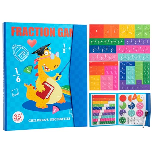 Magnetic Fraction Educational Puzzle, Lernpuzzle mit magnetischen Brüchen, Magnetischer Punktescheiben Demonstrator, Aktivitätsset mit Magnetischen Bruchkreisen und Bruchkacheln (Zebra) von Recitem