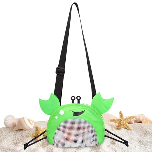 Recitem 4 St Sandspielzeug Tasche Strandspielzeug Netztasche für Kinder Aufräumsack Spielsack Badetasche Beachbag Faltbar für Familie Urlaub, Wasserspielzeug Strandnetztasche Jungen Mädchen (Grün) von Recitem